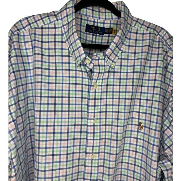 Polo Ralph Lauren Pastel Plaid Button Up Men's Big Tall Size 3XLT Easter Oxford - Picture 1 of 7